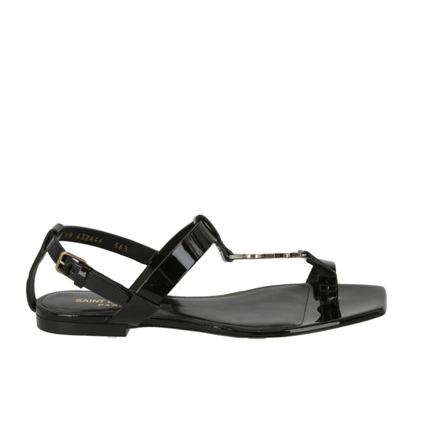 Saint Laurent Cassandra Logo Leather Sandals - Women - Piano Luigi