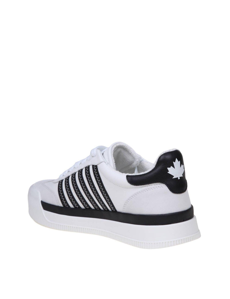 Dsquared2 New Jersey Sneakers In White/black Leather - Men - Piano Luigi