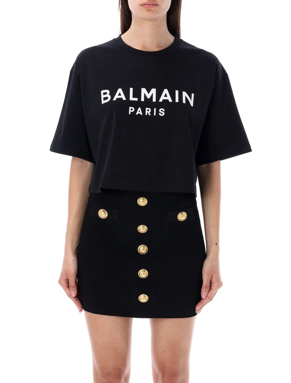 Balmain Cropped Logo T-shirt - Women - Piano Luigi