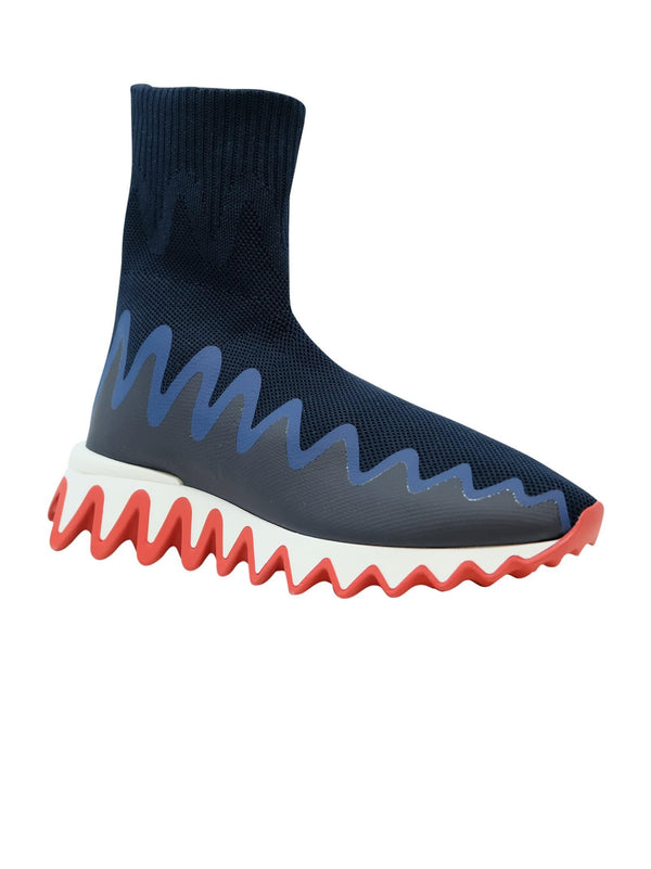 Christian Louboutin Blue Fabric Sharky Sock Sneakers - Women - Piano Luigi