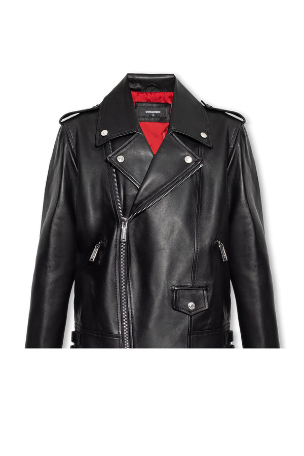 Dsquared2 Black Leather Boyfriend Jacket - Women - Piano Luigi