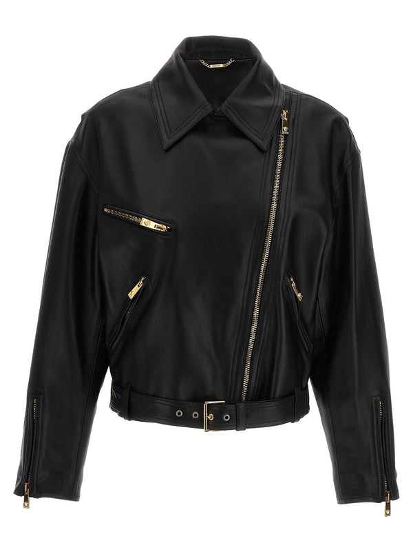 Versace Biker Leather Jacket - Women - Piano Luigi