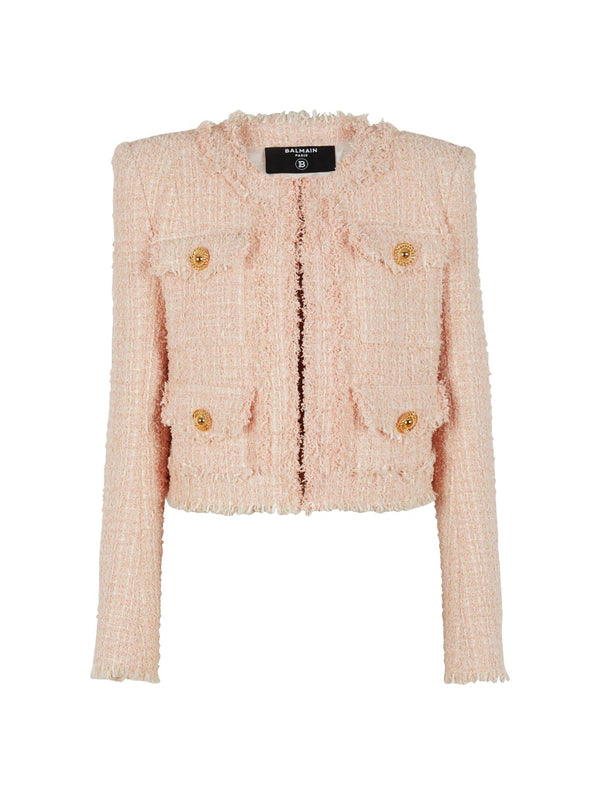 Balmain Collarless 4 Pkts Tweed Jacket - Women - Piano Luigi