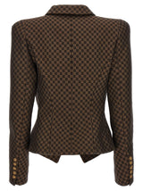 Balmain Blazer In Brown Cotton Blend - Women - Piano Luigi