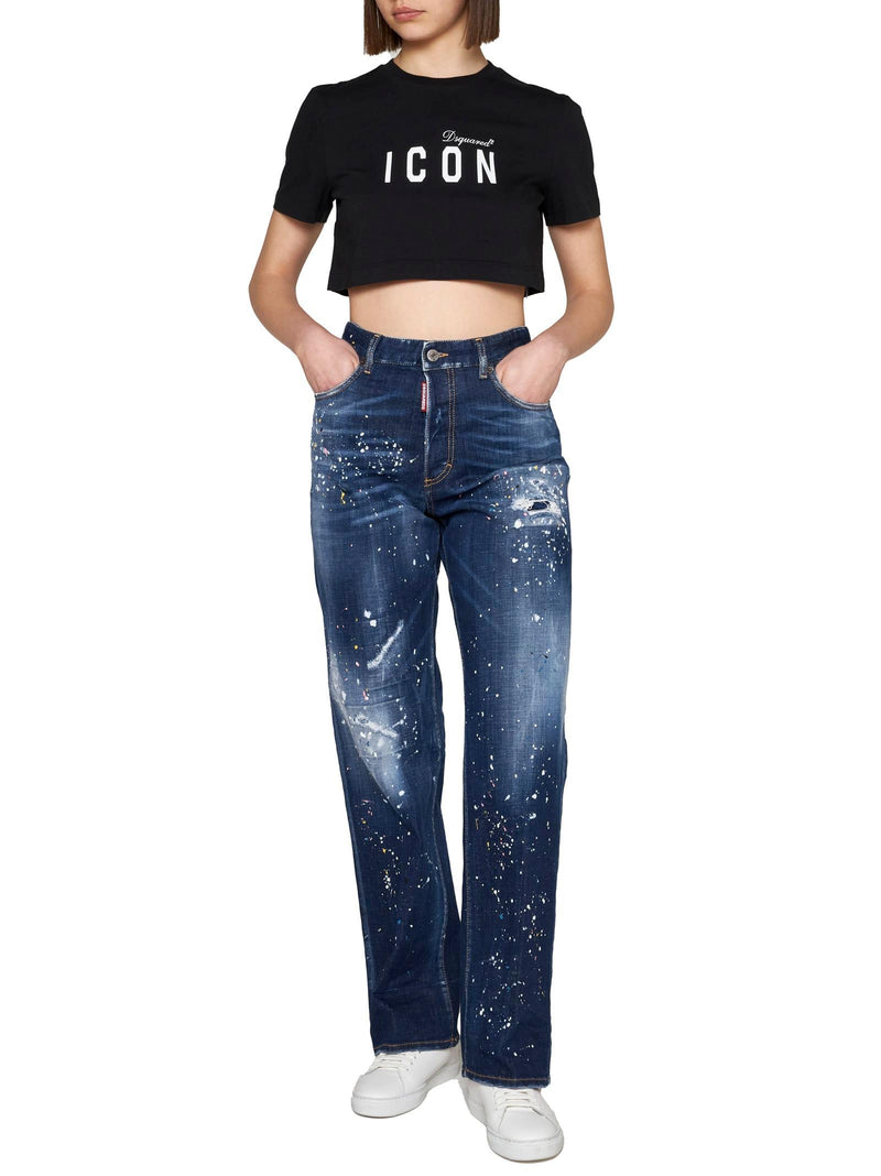 Dsquared2 Icon Cotton Cropped T-shirt - Women - Piano Luigi