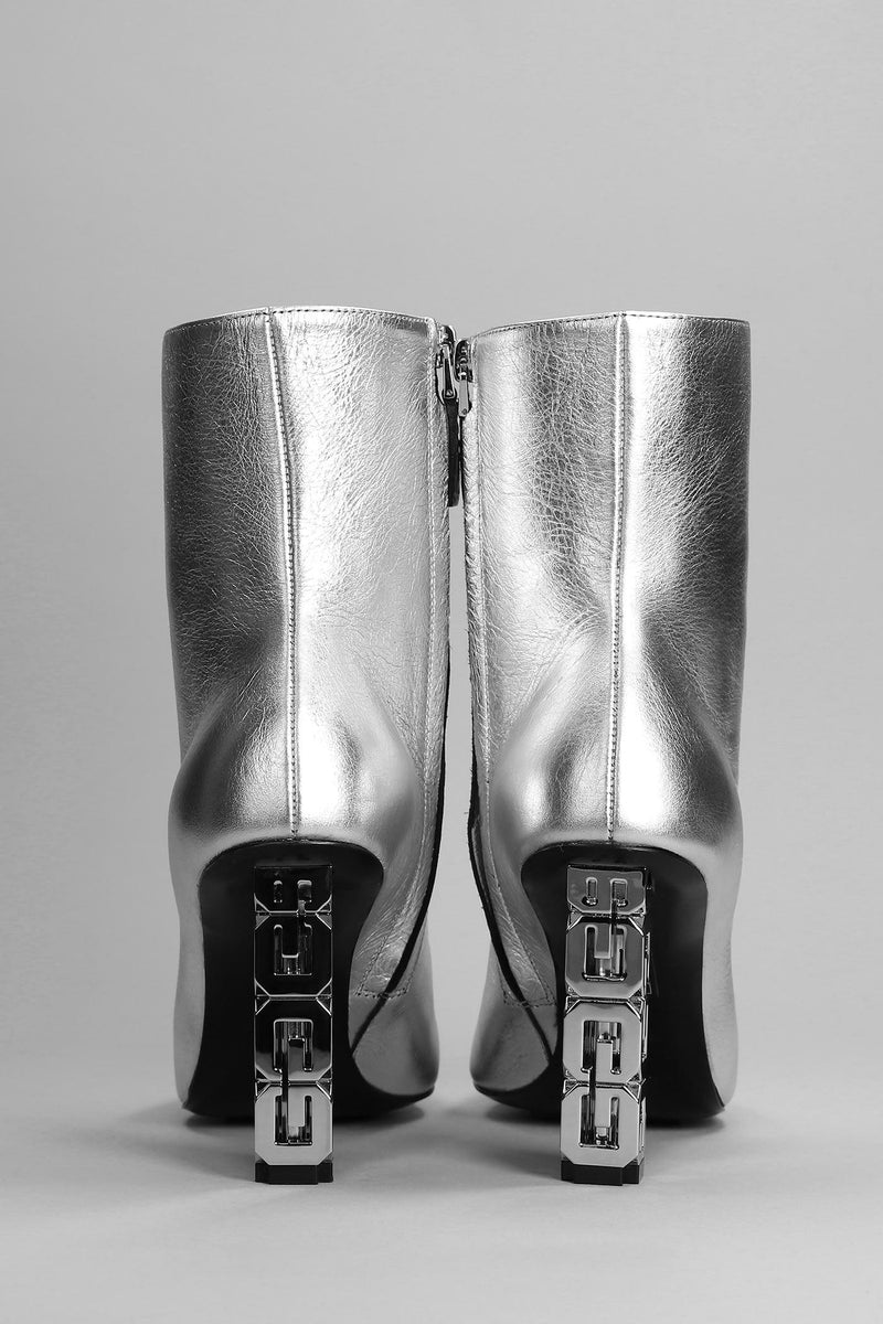 Givenchy High Heels Ankle Boots In Silver Leather - Women - Piano Luigi