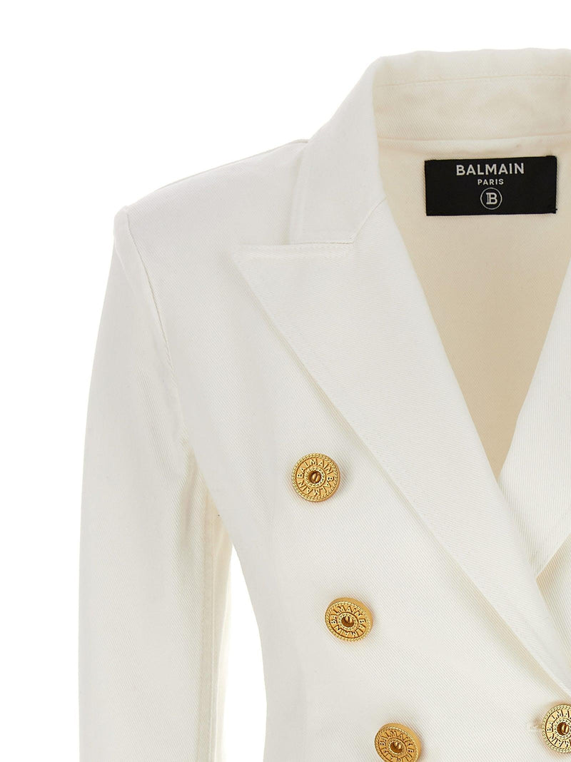 Balmain Double-breasted Denim Blazer - Women - Piano Luigi