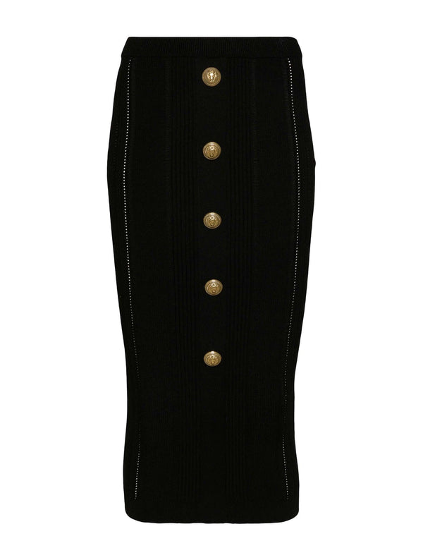 Balmain Hw 5 Btn See Through Knit Midi Skirt - Women - Piano Luigi