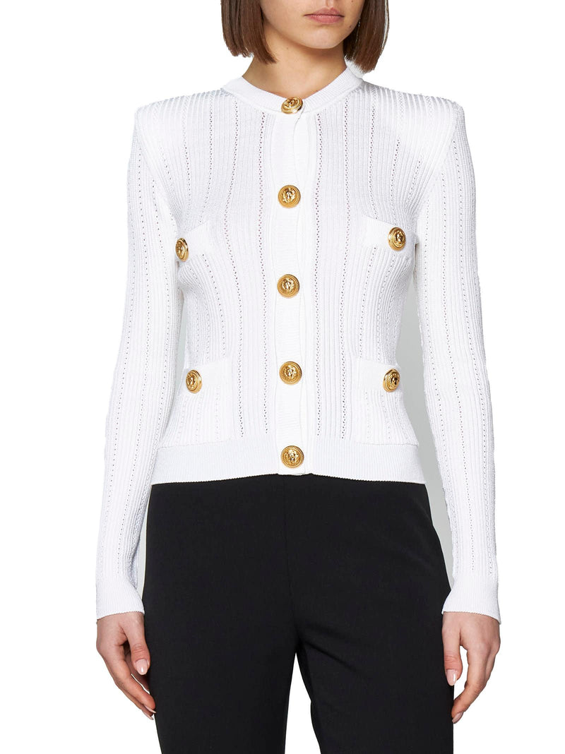 Balmain Knit Cardigan With Gold Buttons - Women - Piano Luigi