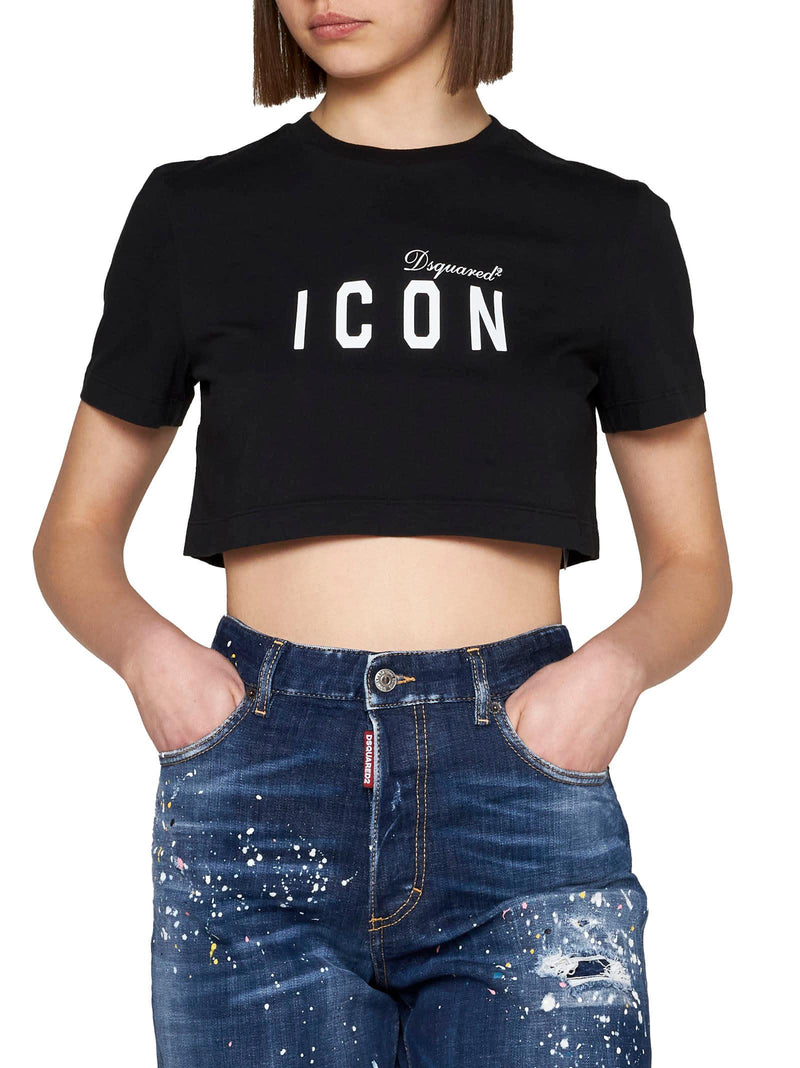 Dsquared2 Icon Cotton Cropped T-shirt - Women - Piano Luigi