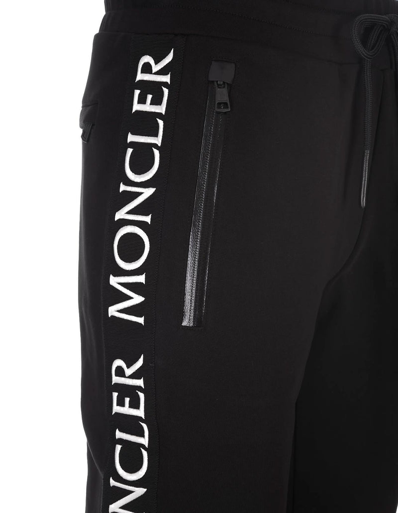 Moncler Black Sports Trousers With Logo Bands In Gros Grain - Men - Piano Luigi