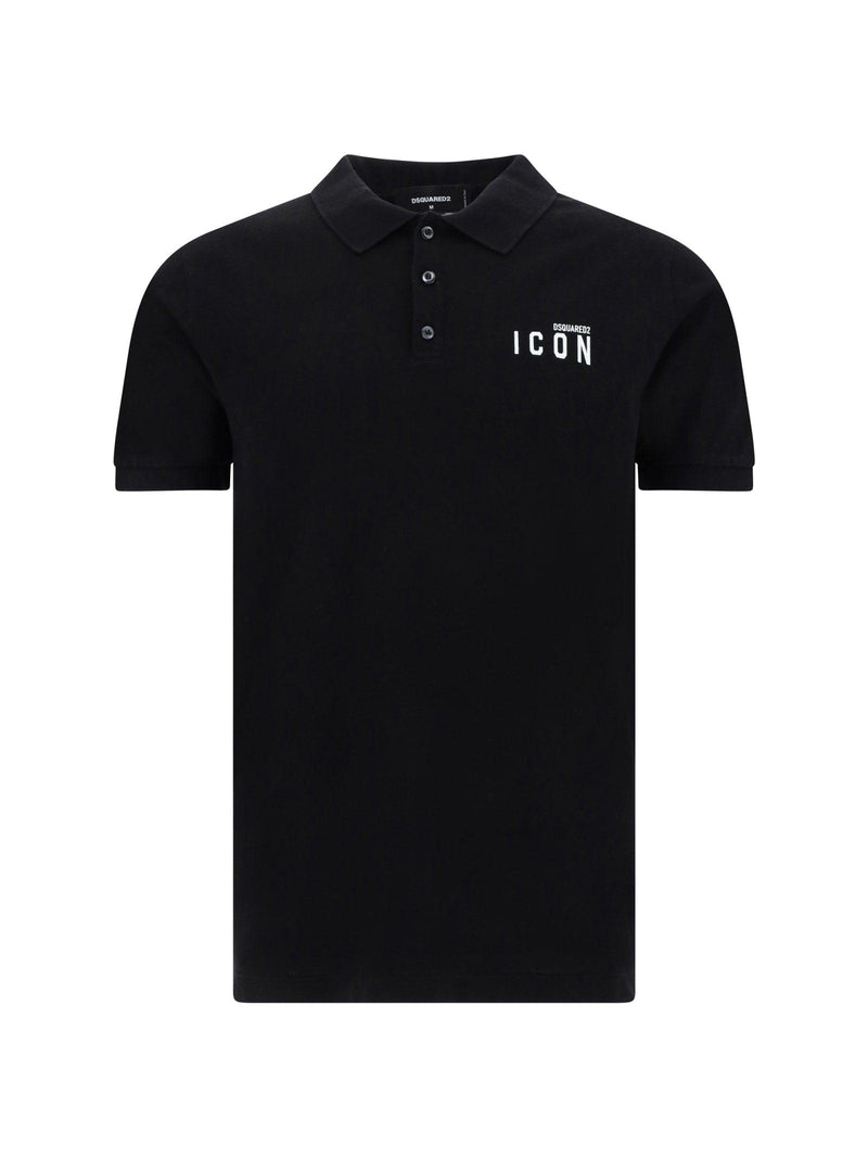 Dsquared2 Be Icon Dyed Tennis Polo In Black - Men - Piano Luigi