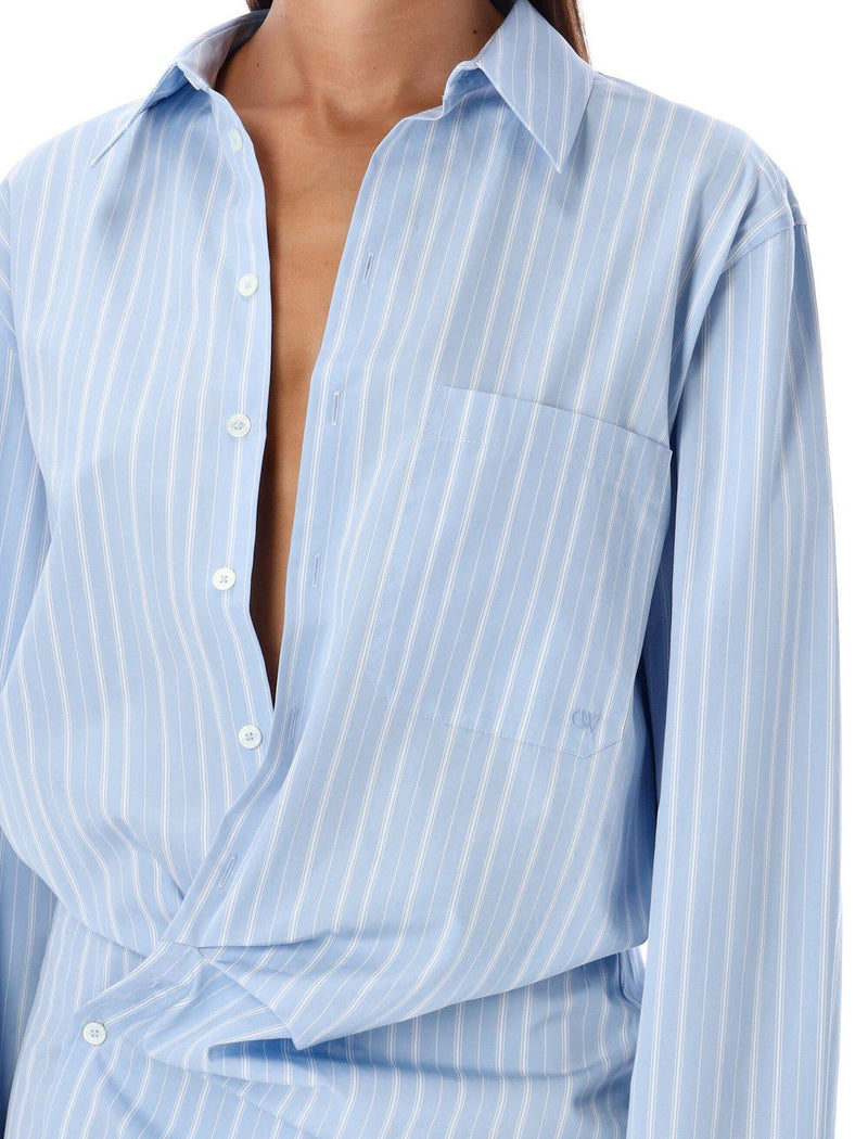 Off-White Stripe Poplin Twist Dress Shirt - Women - Piano Luigi