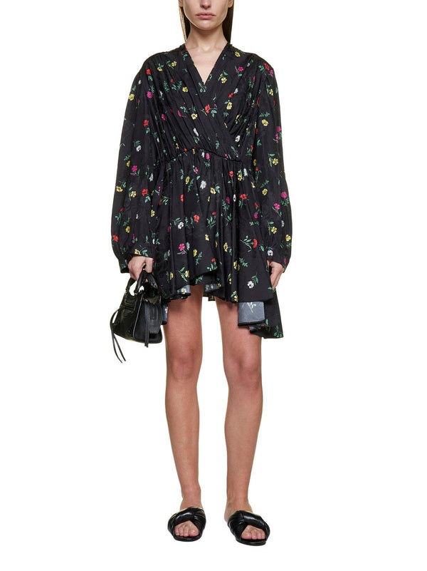 Balenciaga V-neck Floral-printed Mini Doll Dress - Women - Piano Luigi