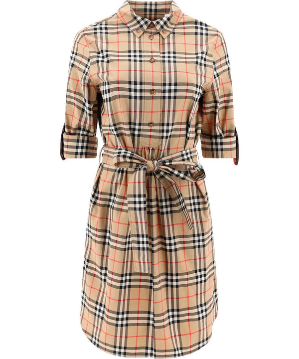 Burberry Checked Tie-waist Shirt Dress - Women - Piano Luigi