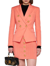 Balmain Double Breast Blazer Jacket With Logo Buttons - Women - Piano Luigi