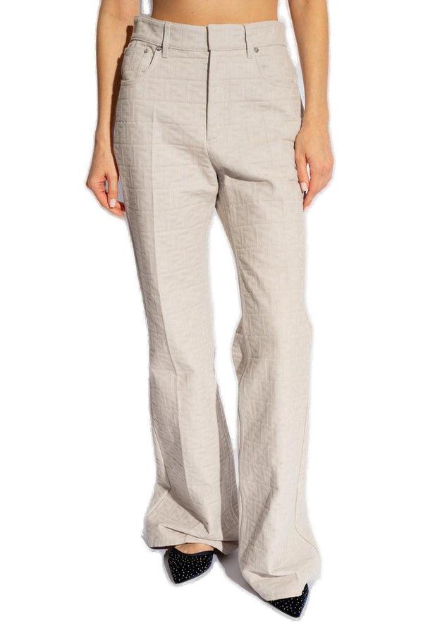 Fendi Al--over Monogrammed Flared Trousers - Women - Piano Luigi