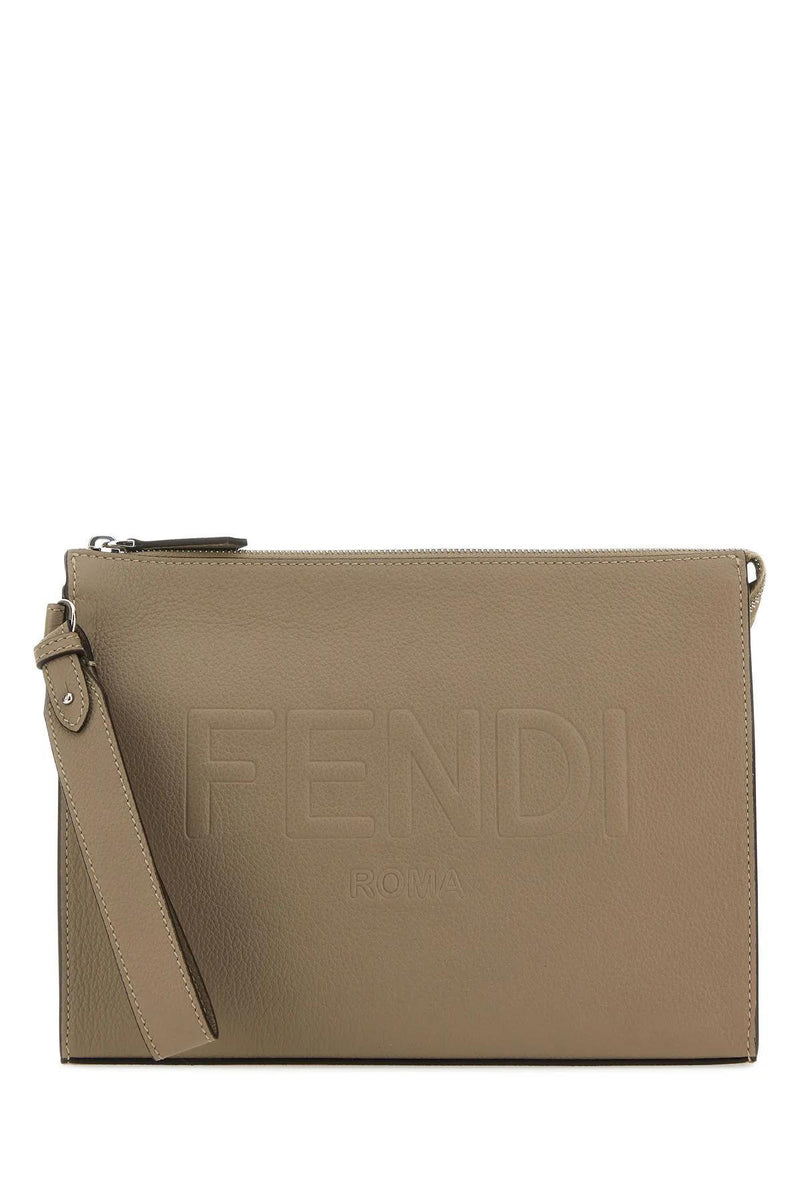 Fendi Dove Grey Leather Clutch - Men - Piano Luigi