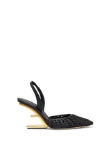 Fendi High Heel Slingback In Black Leather - Women - Piano Luigi