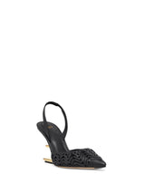 Fendi High Heel Slingback In Black Leather - Women - Piano Luigi