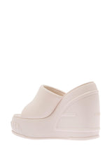 Fendi Light Pink Platform Slides With Embossed Oversized Ff Pattern In Leather Woman - Women - Piano Luigi