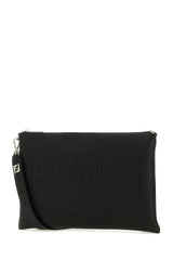 Fendi Logo Detailed Zipped Clutch Bag - Men - Piano Luigi