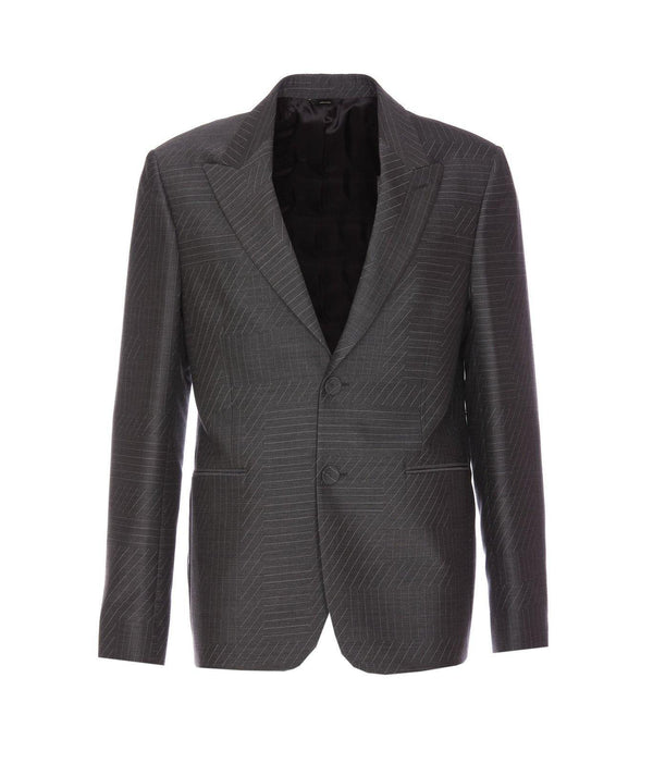 Fendi Logo Jacquard Single-breasted Jacket - Men - Piano Luigi