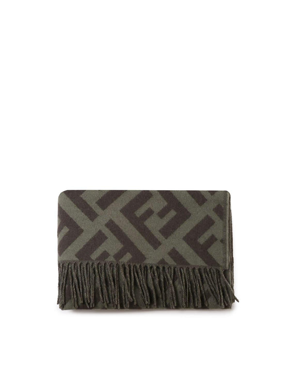 Fendi Logo Wool Scarf With Fringes - Women - Piano Luigi