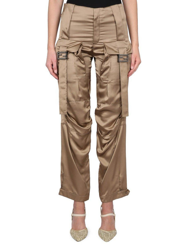 Fendi Low Rise Satin Pants - Women - Piano Luigi