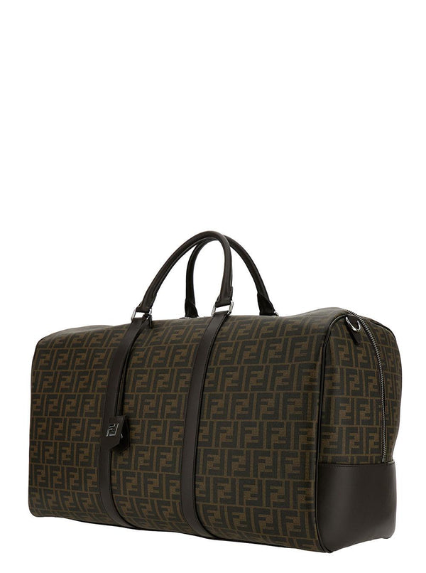 Fendi medium Duffle Brown Travel Bag With Ff Motif In Fabric Man - Men - Piano Luigi