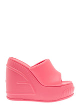 Fendi Pink Platform Slides With Embossed Oversized Ff Pattern In Leather Woman - Women - Piano Luigi