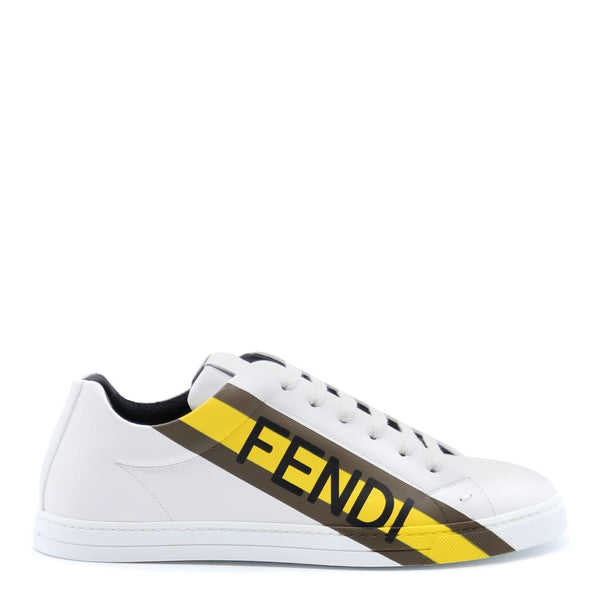 Fendi White Leather Sneakers With Logo Print - Men - Piano Luigi
