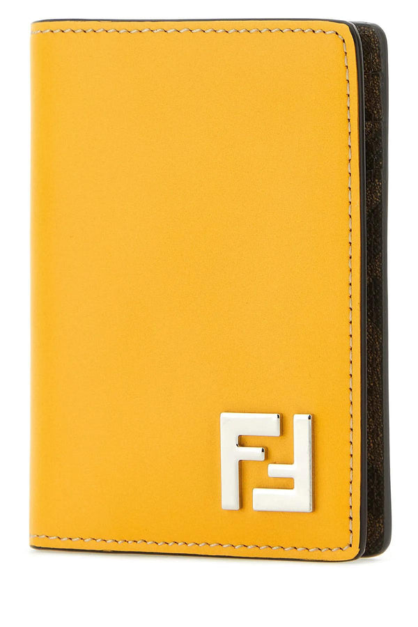 Fendi Yellow Leather Card Holder - Men - Piano Luigi