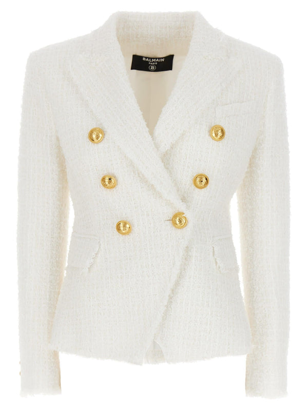 Balmain 6 Buttons Jacket In White Tweed - Women - Piano Luigi