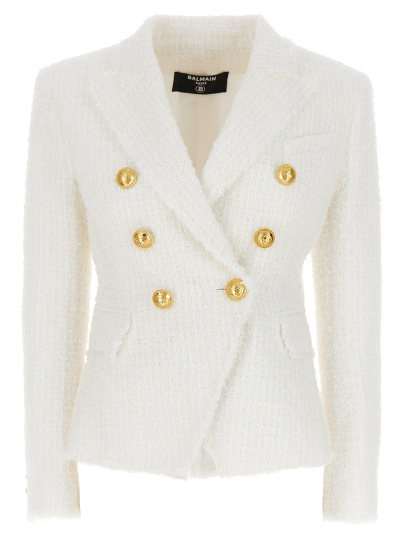 Balmain 6 Buttons Jacket In White Tweed - Women - Piano Luigi