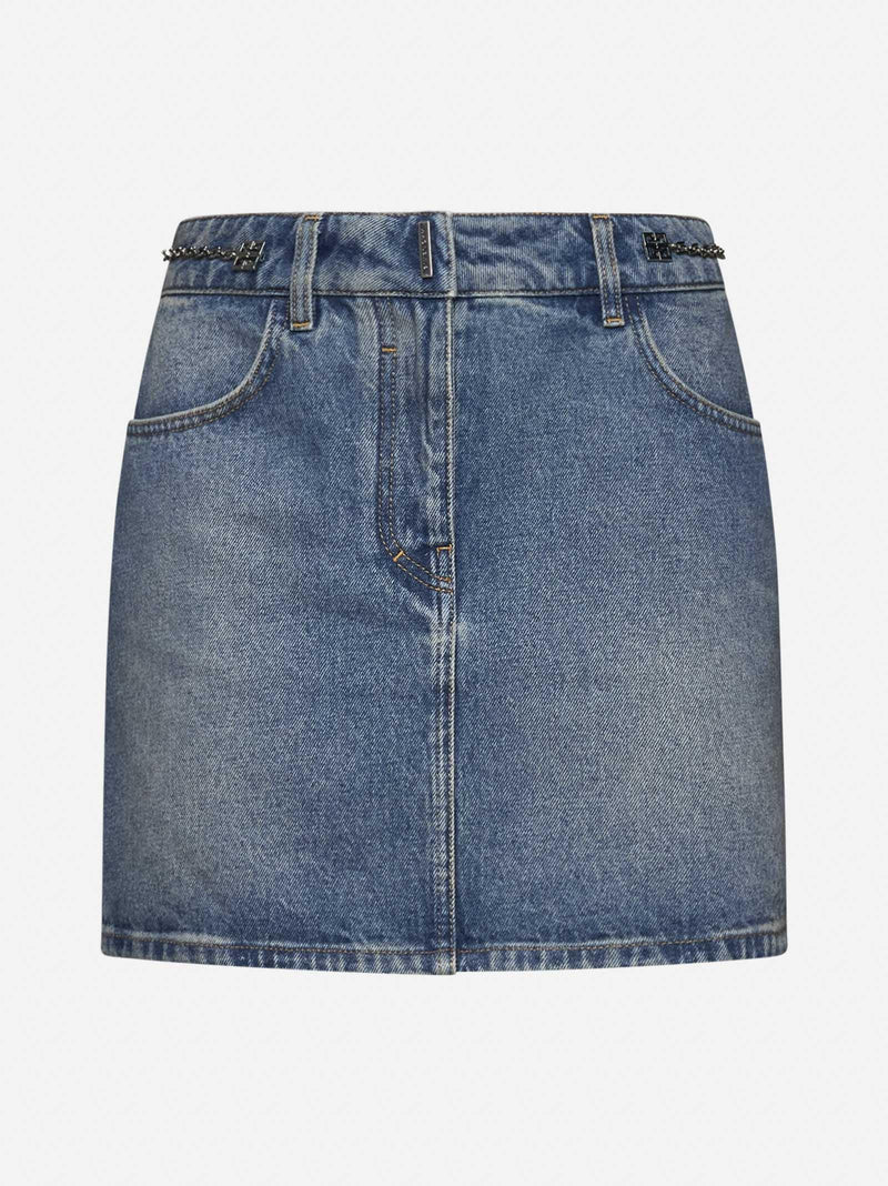 Givenchy 4g Chain Denim Miniskirt - Women - Piano Luigi