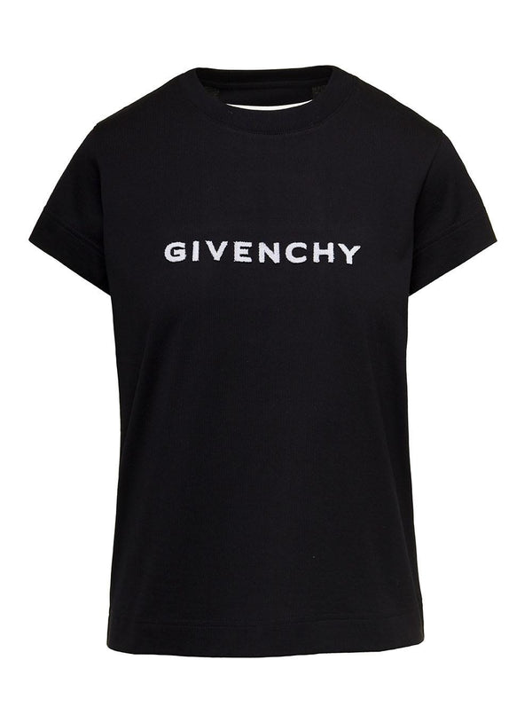 Givenchy Black T-shirt With Contrasting Lettering Print In Cotton Woman - Women - Piano Luigi