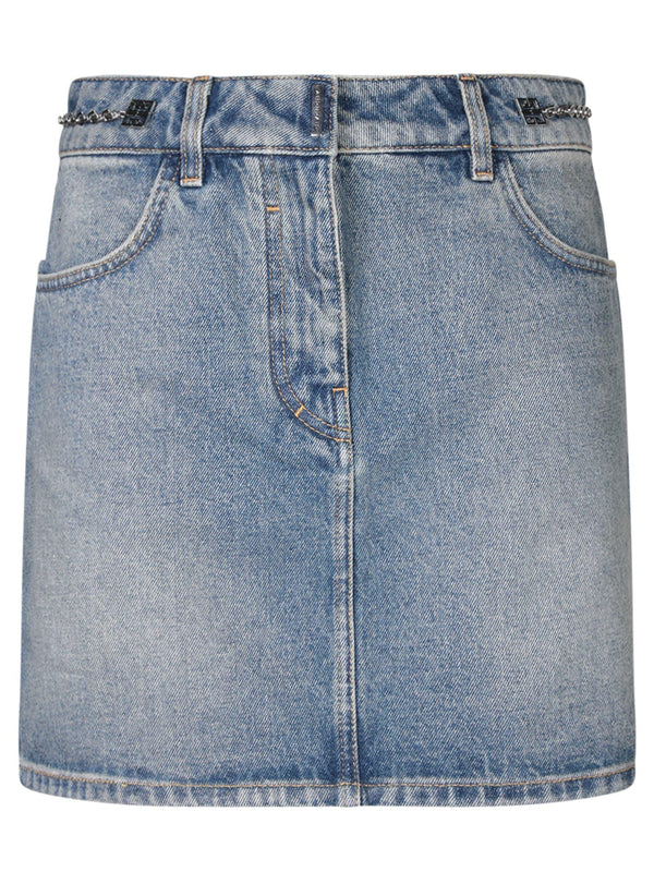 Givenchy Chain Denim Mini Skirt - Women - Piano Luigi