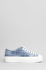 Givenchy City Low Sneakers In Blue Cotton - Women - Piano Luigi