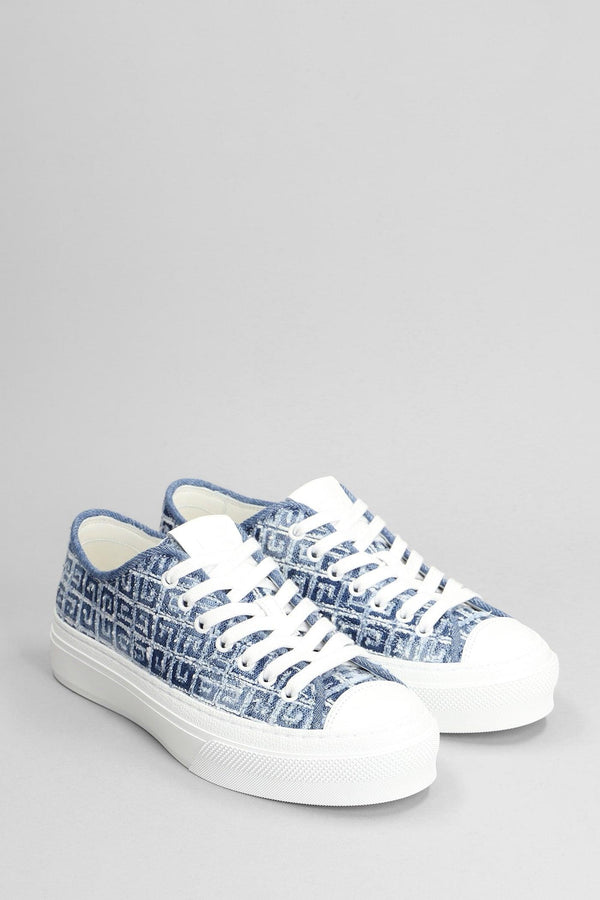 Givenchy City Low Sneakers In Blue Cotton - Women - Piano Luigi