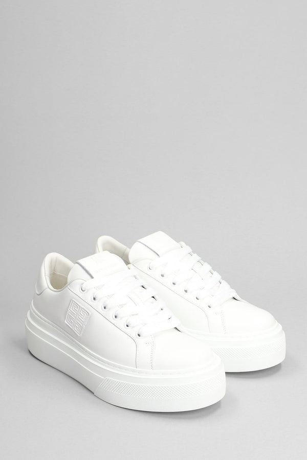 Givenchy City Platform Sneakers In White Leather - Women - Piano Luigi