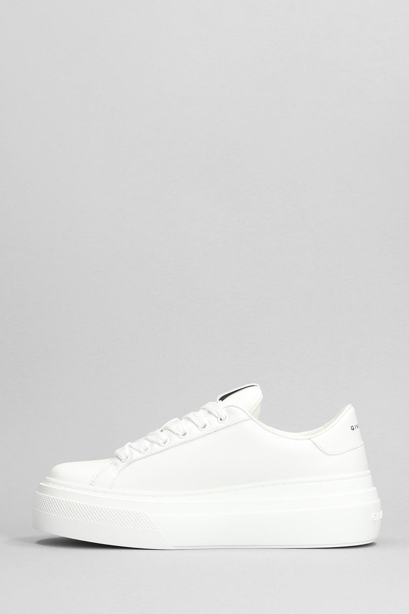 Givenchy City Platform Sneakers In White Leather - Women - Piano Luigi