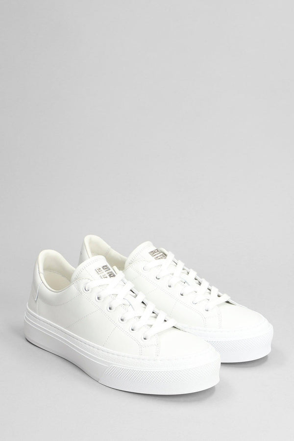 Givenchy City Sport Sneakers In White Leather - Women - Piano Luigi