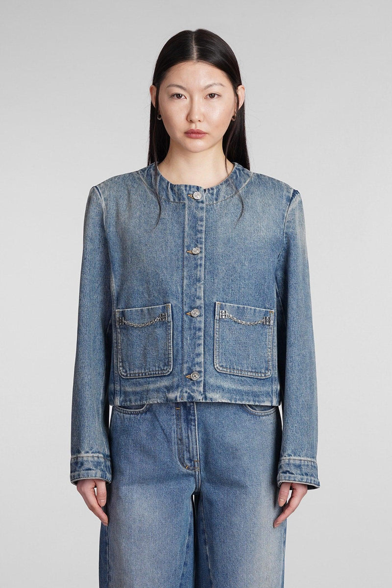 Givenchy Denim Jackets In Blue Cotton - Women - Piano Luigi