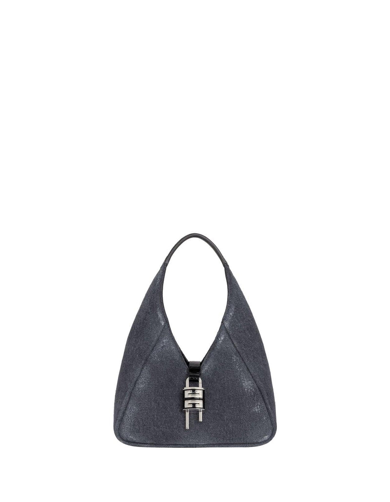 Givenchy G-hobo Mini Bag In Black Washed Denim - Women - Piano Luigi