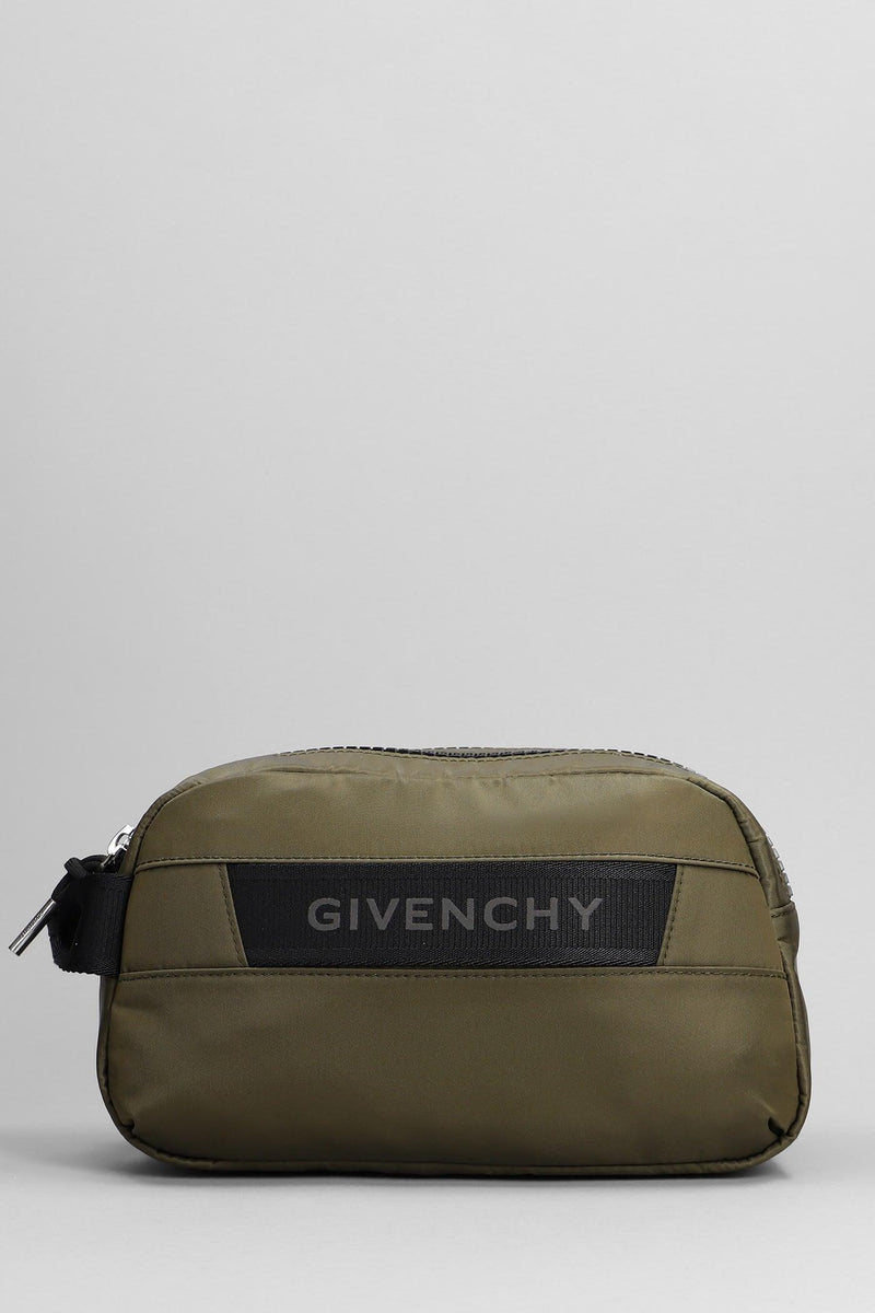 Givenchy G-trek Toilet Pouch Clutch In Khaki Polyamide - Men - Piano Luigi