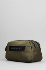 Givenchy G-trek Toilet Pouch Clutch In Khaki Polyamide - Men - Piano Luigi