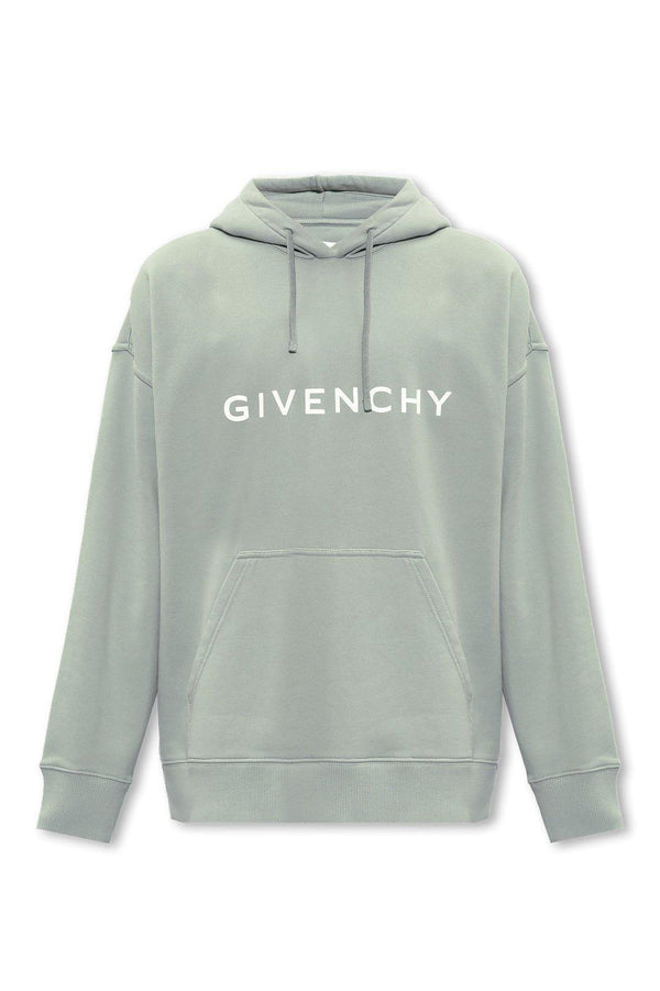 Givenchy Logo Print Drawstring Hoodie - Men - Piano Luigi