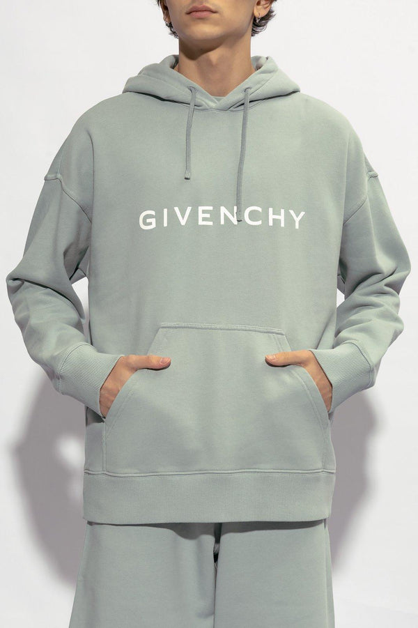 Givenchy Logo Print Drawstring Hoodie - Men - Piano Luigi