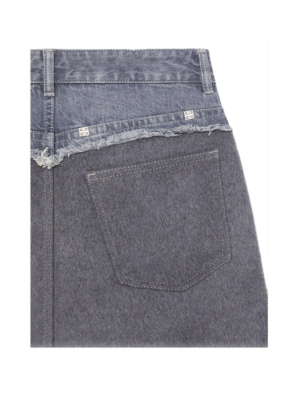 Givenchy Oversized Jeans In Denim And Flannel Blend - Women - Piano Luigi